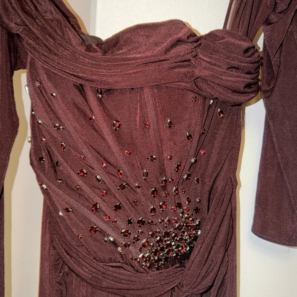Elegant Burgundy Evening Gown - Picture 5 of 6